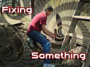 montage of man fixing something fixing something